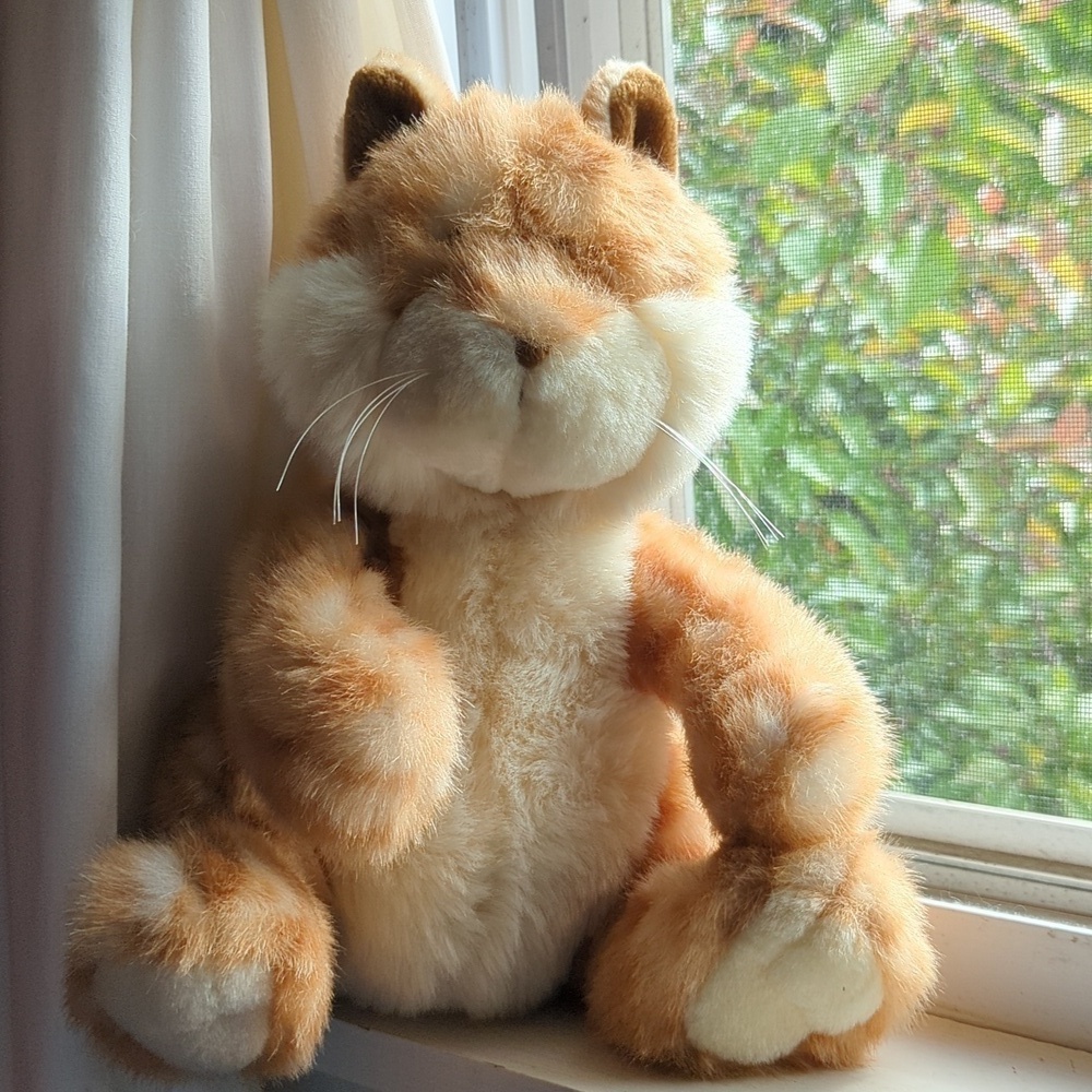 Gund striped Cat stuffy plush stuffed animal, long tail, whiskers, realistic